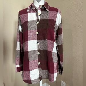 FANTASLOOK Women’s Long Sleeve Plaid Flannel Shirt, EUC!